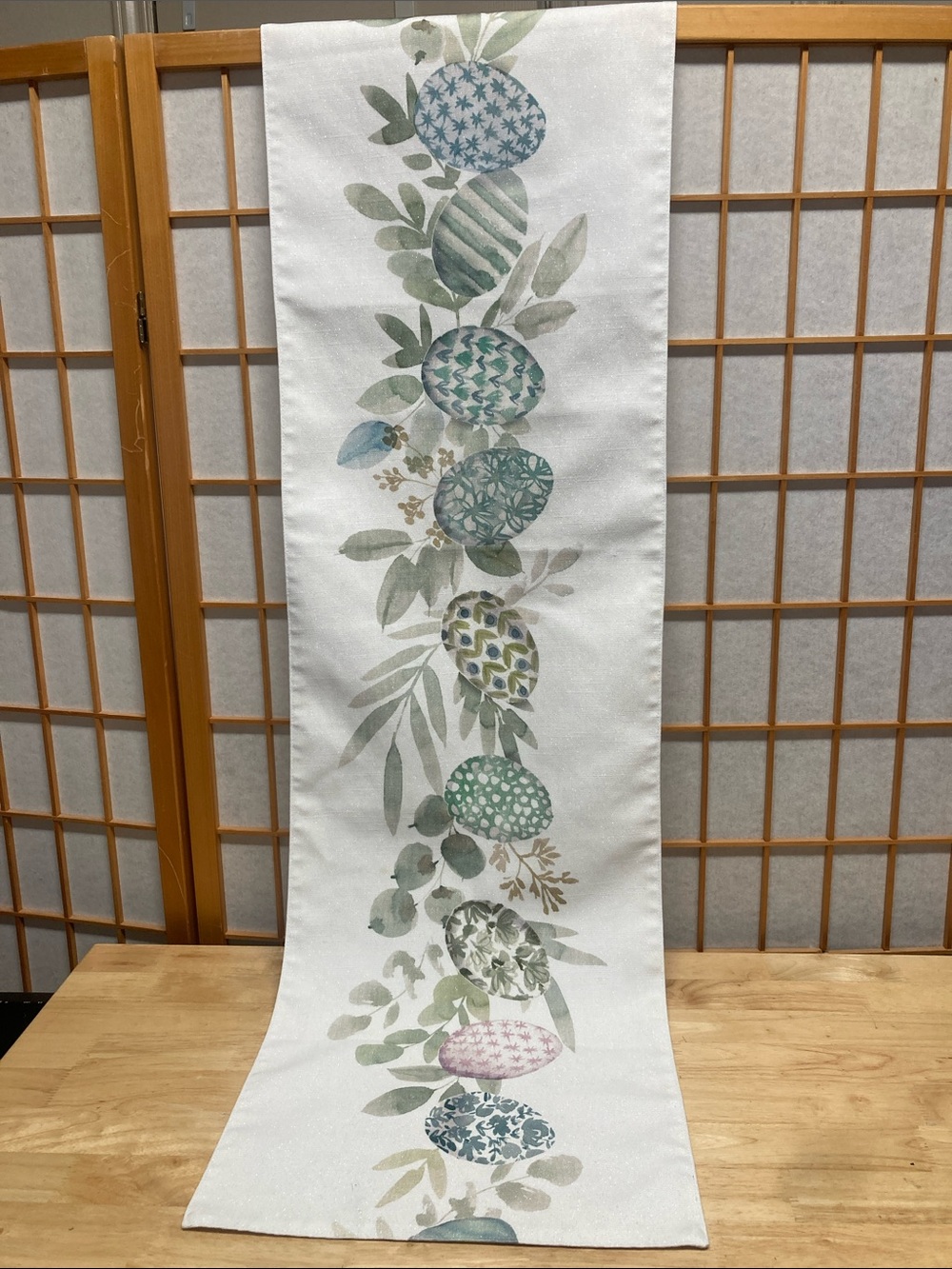 The Farmhouse Rachel Ashwell Easter Eggs Table Runner Watercolor Spring Sparkle